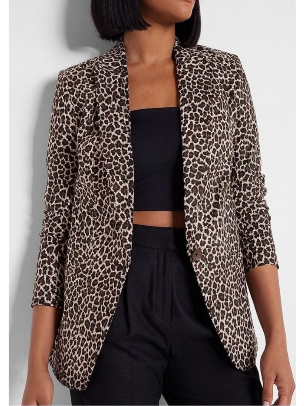 Express Leopard Print Boyfriend Blazer